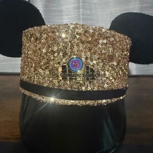 Disney Gold Sequin Conductor Hat with Black Ears